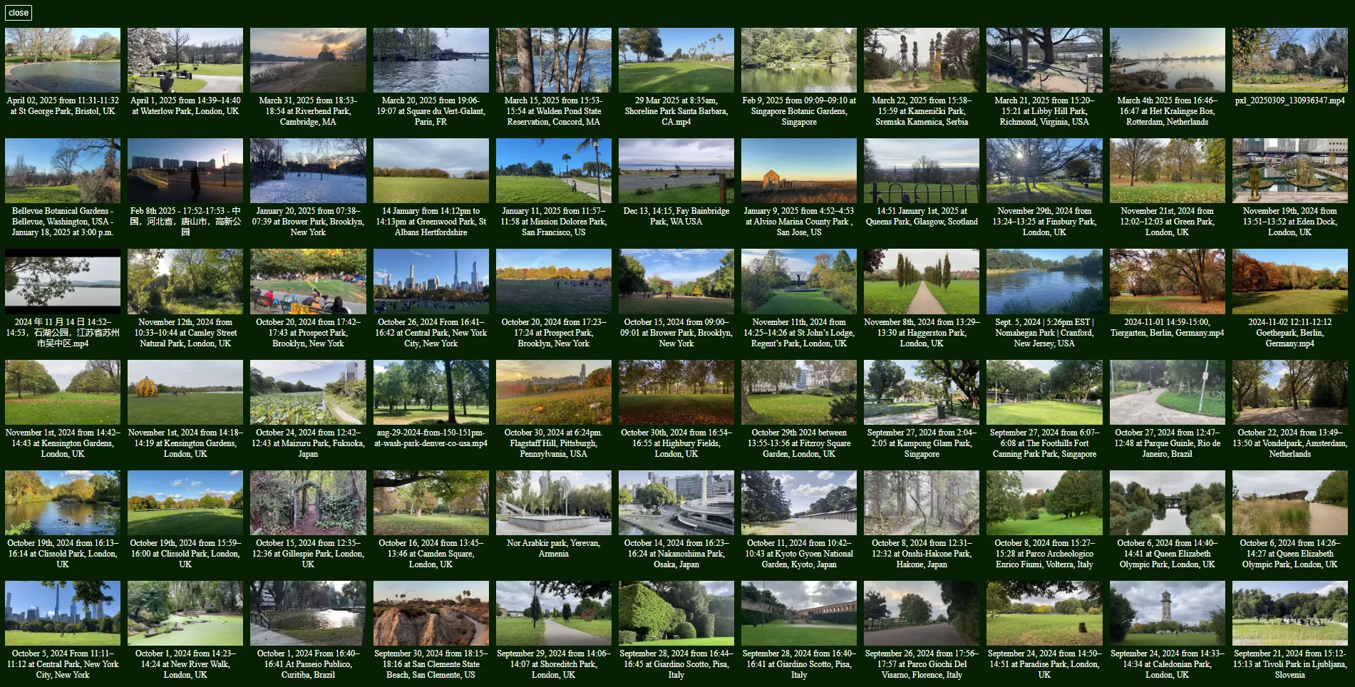 Thumbnails of all the parks
