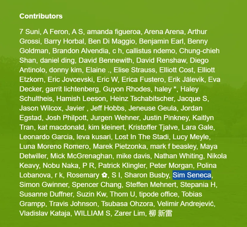 The list of contributors with me listed